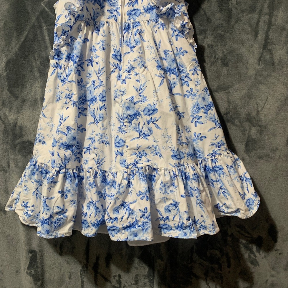 Bonnie Jean Dress Girls 6X R3-13396-HV Blue Floral Ruffle Crochet Lace EUC - Picture 14 of 16